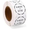 Goktvai 500 Pezzi Adesivi Baked with Love, 38mm Rotondi Bianchi Cuore Rosso Etichette per Forno Adesivi Sigillanti per Prodotti da Forno Barattoli for Conserve Sacchetti Biscotti