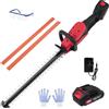 WZTO Tagliasiepi a batteria professionale, tagliasiepi a batteria da giardino, lunghezza di taglio 50 cm, con 2 batterie e caricabatterie, distanza dei denti 15 mm, doppia lama di taglio, guanti, custodia