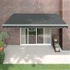 Tonture Tenda avvolgibile antracite, 4,5 x 3 m, in alluminio verniciato a polvere, tessuto resistente ai raggi UV, braccio articolato con manovella, protezione solare resistente alle intemperie, per