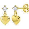 In Season Jewelry Orecchini A Pendente A Cuore In Oro 14K Con CZ Per Bambini / Bambine