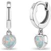 In Season Jewelry Opale Cuore Pendente 9mm Bambini/Ragazze Orecchini Cerchio - Argento Oro Cromato