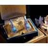 Orecchini Dormeuse Argento Art Deco Incastonati CZ Ovale Opale Blu Anni 1920 SA3