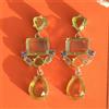 Orecchini A Chiodo Dorati Chandelier Art Deco Verde Blu Chiaro Retro AA1