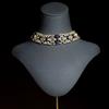 Collana Ras Du Cou Choker Dorato Art Deco Strass Blu Marino Great Gatsby QD29