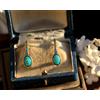 Orecchini Dormeuse Dorati Art Deco Con Pietre CZ Ovali Opale Verde Anni '20 SA3