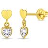 In Season Jewelry Orecchini Per Bambini In Oro 14K Con Cuore CZ Pendente Fissaggio A Vite