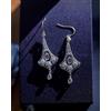 Orecchini Belle Epoque Argento A Lampadario Ventaglio Incastonato CZ Bianco SC1
