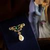 Spilla Fiocco Vero Perla Barocco Incastonato Cz Verde Belle Vintage Stile XZ22