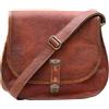 Fatto a mano Borsa Messenger Donna 14" Vera Pelle Marrone Con Tracolla Regolabile