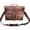 Fatto a mano Borsa A Tracolla Per Laptop In Vera Pelle Vintage Da Uomo 25"