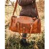 Vintage Borsa Palestra In Pelle Tascabile Marrone Viaggio Valigia Duffel
