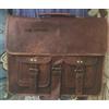 Satchel Borsa A Tracolla In Pelle Vintage Vera Marrone Satchel Laptop 11x15x5