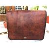 Fatto a mano Handmade Borsa Portadocumenti In Vera Pelle Uomo Marrone Con Tracolla Per Laptop