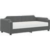 vidaXL Divano letto con materasso Grigio scuro 90x200 cm Tessuto