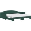 vidaXL Letto da giorno allungabile con materassi verde scuro 100x200 cm in velluto