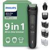 PHILIPS Rifinitore Philips Multigroom serie 3000 tutto in uno 9 in 1 - Rifinitore per barba, capelli e corpo, lame autoaffilanti delicate sulla pelle, 12 impostazioni di lunghezza, Modello MG3946/15