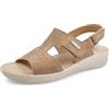 Fly Flot Sandalo Donna a Doppia Fascia in Ecopelle con Strappo e Cinturino alla Caviglia Regolabile, Sottopiede in Evopell, Ciabatte, Beige, 37 EU