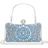 QUARKZMAN Borsa Serale Per Donna, Borsetta Con Cristalli E Pietre Strass Con 2 Catene Per Matrimonio Festa Serale Weekend, Azzurro
