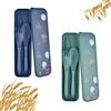 DIYJEP Set di Posate da Viaggio con Custodia, 2 Posate Riutilizzabili con Custodia, Posate in Plastica Portatile, Posate da Campeggio Coltelli Forchette Cucchiai, Sets di Utensili per Picnic(Azul+Verde)