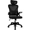 DRIFT GAMING DRAIR35 - Sedia da Scrivania Ergonomica per Ufficio e Casa in Rete Tesa Traspirante, Reclinabile 90-120°, Poggiatesta e Braccioli Pieghevoli, Supporta fino a 120 kg, Nero