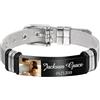 Kiddo Sky Nero Bracciale Personalizzato per Papà Uomo Testo con Foto Inciso Bracciale da Uomo in Acciaio Inossidabile Regali Commemorativi Personalizzati per Padre Marito Nonno Figlio