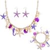 PH PandaHall Set di gioielli a forma di sirena, orecchini a forma di stella marina, collana di perle e conchiglie, bohémien, accessori da spiaggia, conchiglie, braccialetto per donne, vacanze estive