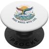 Oceanic Vibes Studio Arte del sole delle onde dell'oceano della coda della sirena dell'arcobaleno PopSockets PopGrip Adesivo