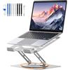 Euqvunn Supporto PC Portatile, Laptop Stand con Base Girevole a 360°, Rialzo PC Portatile Ventilato in Acciaio al Carbonio, Altezza e Angolo Regolabili, Compatibile con MacBook Pro, 11-16(Argento)