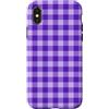 Preposh Custodia per iPhone X/XS Viola Gingham Lavanda Preppy Estetica Girly Trendy