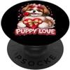 Shih Tzu Puppy Love Dog Mom Pet Lover Shih Tzu Puppy Love - Carino San Valentino amante dei cani PopSockets PopGrip Adesivo