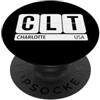 Airport Code Flip Board Tees CLT Charlotte NC USA - Souvenir da viaggio, testo nero PopSockets PopGrip Adesivo