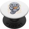 Manatees Manatee Lover Gifts Kawaii Manatee With Leaf Sea Cow Ocean Animal Cute PopSockets PopGrip Adesivo