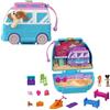 Polly Pocket - Furgoncino Cucciolo Sole e Mare, playset da viaggio con esterno interattivo, 2 micro bambole e 12 accessori inclusi, 5 funzionalità di narrazione, giocattolo per bambini, 4+ anni, HRD36