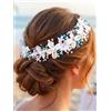 IYOU Cerchietto Matrimonio Conchiglie Fasce per Capelli Perle Bianco Accessori per Capelli Sposa Sirena Floreali per Donna