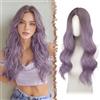 FESHFEN Parrucca Lunga Ondulata - Lace Front Parrucca per Donna Lunghe Ondulate Ombre Viola Wigs Naturali Sintetici Capelli Parrucche Uso Quotidiano Festa, 60 cm