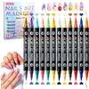 Deciniee Pennarelli per nail art, 12 confezioni da 12 colori da 1,5 mm, pennarelli gel per unghie, penne 3D, per graffiti, punteggiature, rivestimenti, pittura, nail art fai da te
