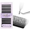 Natuhana 5D U Extension Ciglia 0.07mm C/D/L/LU Curl Forma U Ciglia Finte Ciuffetti Naturali Premade Fan Eyelash Extensions Volume Russo Professionale(Nero,0.07C,11mm)
