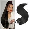 Lonnalee Extension per coda di cavallo 60 cm, lunghezza liscia e morbida, capelli sintetici, per donne, marrone e biondo (marrone)