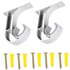 Chstarina Staffa per montaggio a soffitto per asta per tende in lega di alluminio, supporto per asta per doccia, armadio, resistente, staffa di supporto per tubo per armadio, con viti, bianco, 28 mm