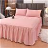 LPHFDCS Vestiletto Matrimoniale Gonna da Letto Tinta Unita da 1 Pezzo con Pizzo Tutto Intorno Copriletto for Tutte Le Stagioni con Volant Vestiletto Balze Elasticizzate(Pink,1PC 150x200cm Skirt)