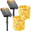 Giliwosy Luci Solari Esterno, [2 Pacchi] 15+2M 150 LED Catena Luminosa Esterno Solare, 8 Modalità IP65 Impermeabili Bianco Caldo Luci Solari da Giardino per Patio, Giardino, Albero, Natale, Matrimoni