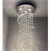 A1A9 Eleganti luci a spirale in cristallo a sospensione, A1A9 Clear K9 Crystal Raindrop LED Plafoniere Cromo Montaggio a filo Lampada a sospensione Apparecchio per soggiorno Sala da pranzo Scala Foyer