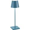Zafferano, Poldina Pro, Lampada da Tavolo Ricaricabile e Senza Fili con Controllo Touch, Utilizzabile anche come Lampada da Esterni, Dimmer, 2200-3000 K, Altezza 38 cm, Colore Blu Avio