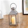 NUPTIO Lanterna Cimitero 28cm: Candela Esterna in Metallo Argento, Urna Tomba Resistente Alle Intemperie, Luce Grande per Giardino Interno ed Esterno