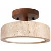 Jatwefiv Plafoniera in Pietra Naturale Plafoniere Travertino Giallo Kampada da Soffitto Stile Giapponese per Camera da Letto Corridoio Cucina Ingresso,N2