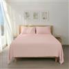 H HANSEL HOME Set Lenzuola Matrimoniali Letto 150x190/200cm, Completo Lenzuola 100% Microfibra Traspirante Morbido al Tatto - Include 1 lenzuolo sopra, 1 lenzuolo con angoli 30cm e 2 federa - Rosa chiaro