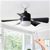buusace Ventilatore Da Soffitto Con Luce E Telecomando, Lampada Da Soffitto Con Ventilatore, Piccolo Ventilatore Da Soffitto Silenzioso Con 3 Vento, 3 Modalità Di Illuminazione (D-40cm nero)