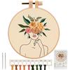 MWOOT Kit Ricamo Starter con Motivo Donna ,Set per Ricamo Punto Croce Embroidery Starter per Adulto Principianti