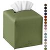 Jeethemy - Contenitore per fazzoletti, quadrato, in pelle PU, moderno, per fazzoletti, 12,7 x 12,7 x 12,7 cm, colore: verde