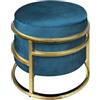 IlGruppone Pouf Contenitore Poggiapiedi Velluto con Struttura Circolare Cromata Oro Elegante Imbottito Sgabello per Toeletta Mobile Trucco Ottomano Ingresso Camera da Letto Rotondo - Petrolio